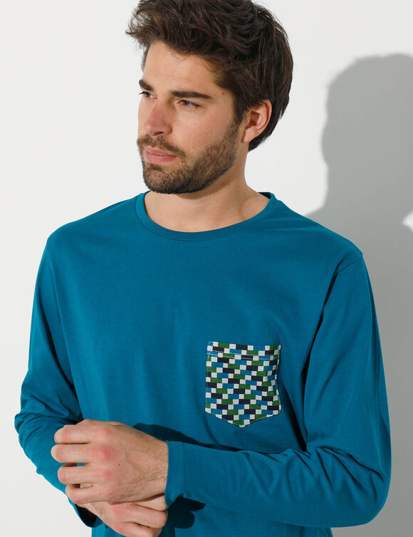 T-shirt pyjama manches longues bleu canard (bleu canard) T-shirt pyjama manches longues bleu canard (bleu canard)